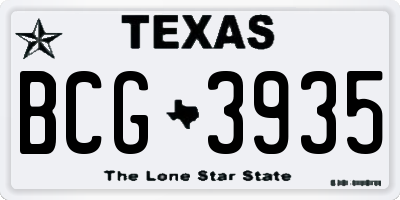 TX license plate BCG3935