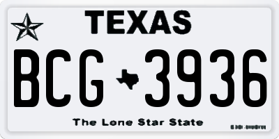 TX license plate BCG3936