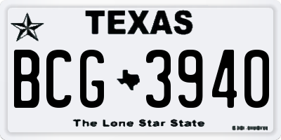 TX license plate BCG3940