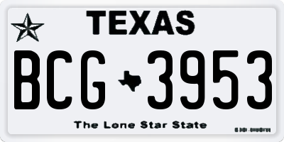 TX license plate BCG3953