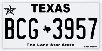 TX license plate BCG3957