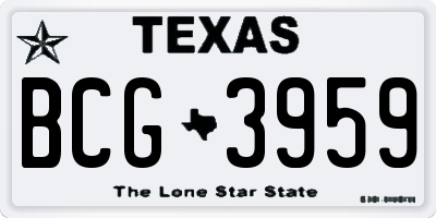 TX license plate BCG3959