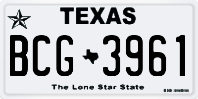 TX license plate BCG3961