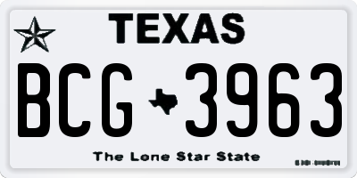 TX license plate BCG3963