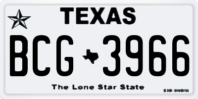 TX license plate BCG3966