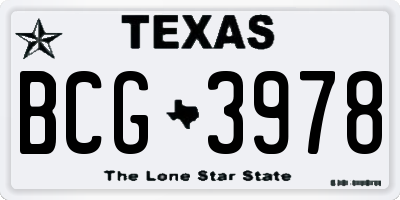 TX license plate BCG3978