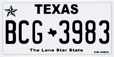 TX license plate BCG3983