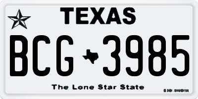 TX license plate BCG3985