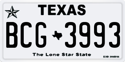 TX license plate BCG3993