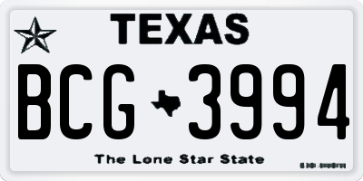 TX license plate BCG3994