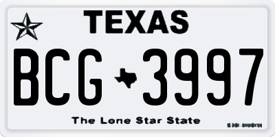 TX license plate BCG3997