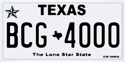 TX license plate BCG4000