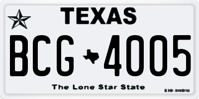 TX license plate BCG4005