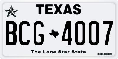 TX license plate BCG4007