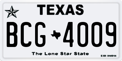TX license plate BCG4009