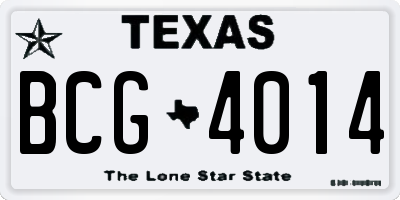 TX license plate BCG4014
