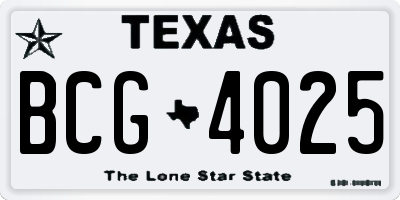 TX license plate BCG4025