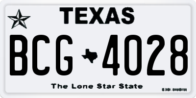 TX license plate BCG4028