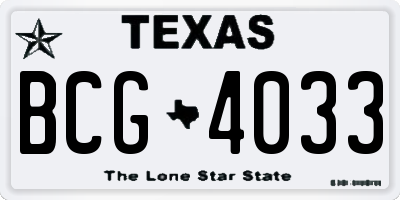 TX license plate BCG4033