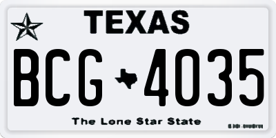 TX license plate BCG4035
