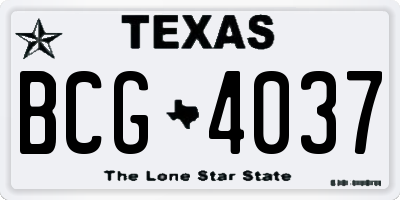 TX license plate BCG4037