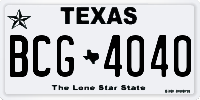 TX license plate BCG4040
