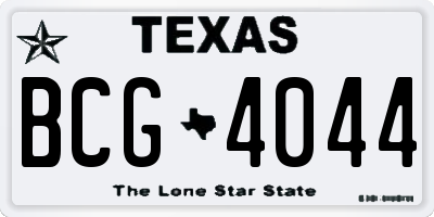 TX license plate BCG4044