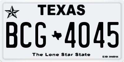 TX license plate BCG4045