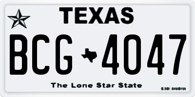 TX license plate BCG4047