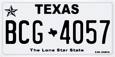 TX license plate BCG4057