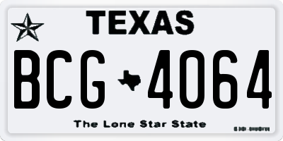 TX license plate BCG4064