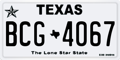 TX license plate BCG4067