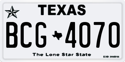 TX license plate BCG4070