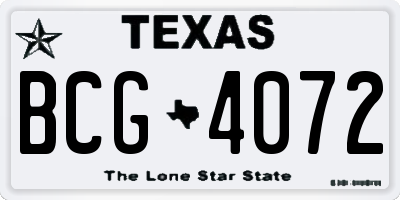 TX license plate BCG4072