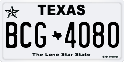 TX license plate BCG4080