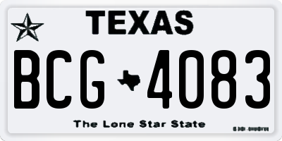 TX license plate BCG4083