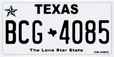 TX license plate BCG4085