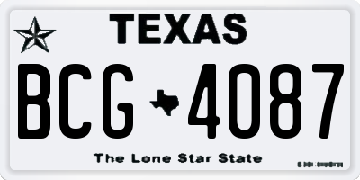 TX license plate BCG4087