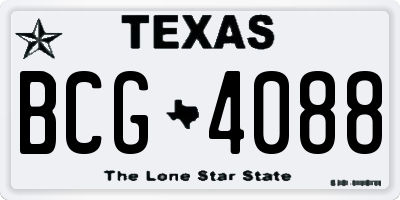 TX license plate BCG4088