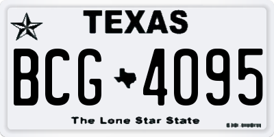 TX license plate BCG4095