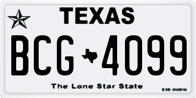 TX license plate BCG4099