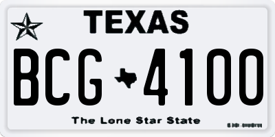 TX license plate BCG4100
