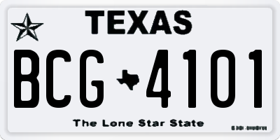 TX license plate BCG4101