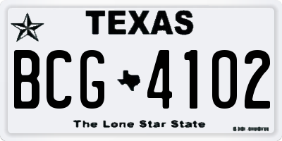 TX license plate BCG4102