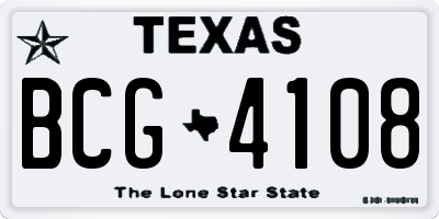 TX license plate BCG4108
