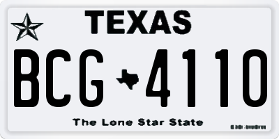 TX license plate BCG4110