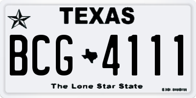 TX license plate BCG4111