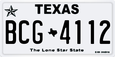TX license plate BCG4112