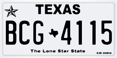 TX license plate BCG4115