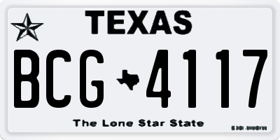 TX license plate BCG4117